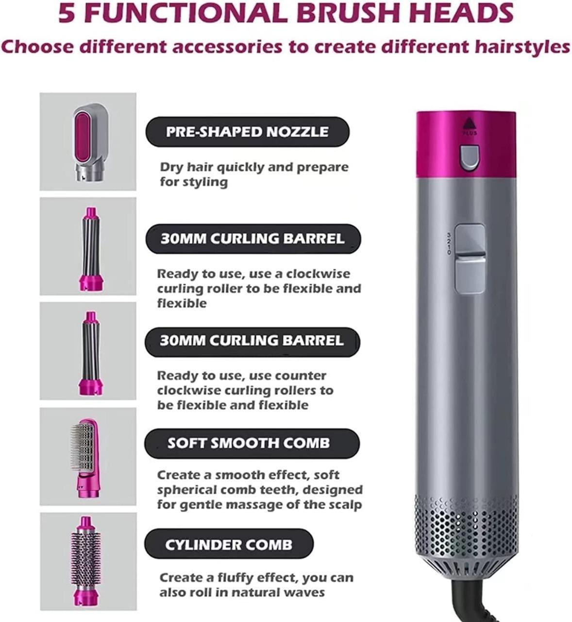 "Ionic 5-in-1 Hair Styler: Effortless Waves, Curls & Volume"